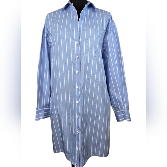 Maje 2-in-1 Striped Shirt Dress Removable Skirt Blue Size 38 US 6 NWT - Picture 13 of 17